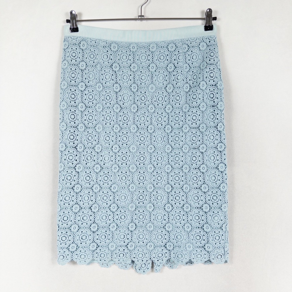 Boden Light Blue Crochet Pencil Skirt